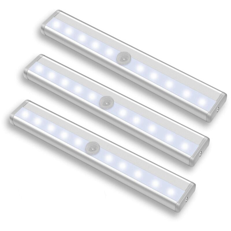 3 ensembles de 10 lumières led, sans fil, rechargeables par usb, magnétiques, capteur de mouvement, portables. Lumières de placard, lumières de