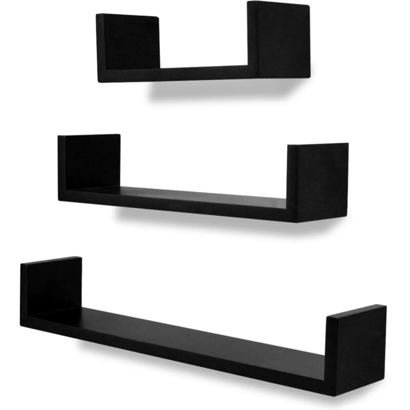 

vidaXL Estanterías de Pared 6 Unidades con Forma de U MDF Negro - Negro