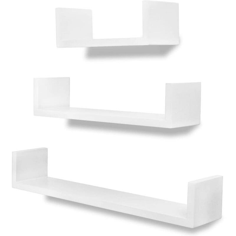 

vidaXL Estanterías de Pared 3 Unidades con Forma de U MDF Blanco - Blanco