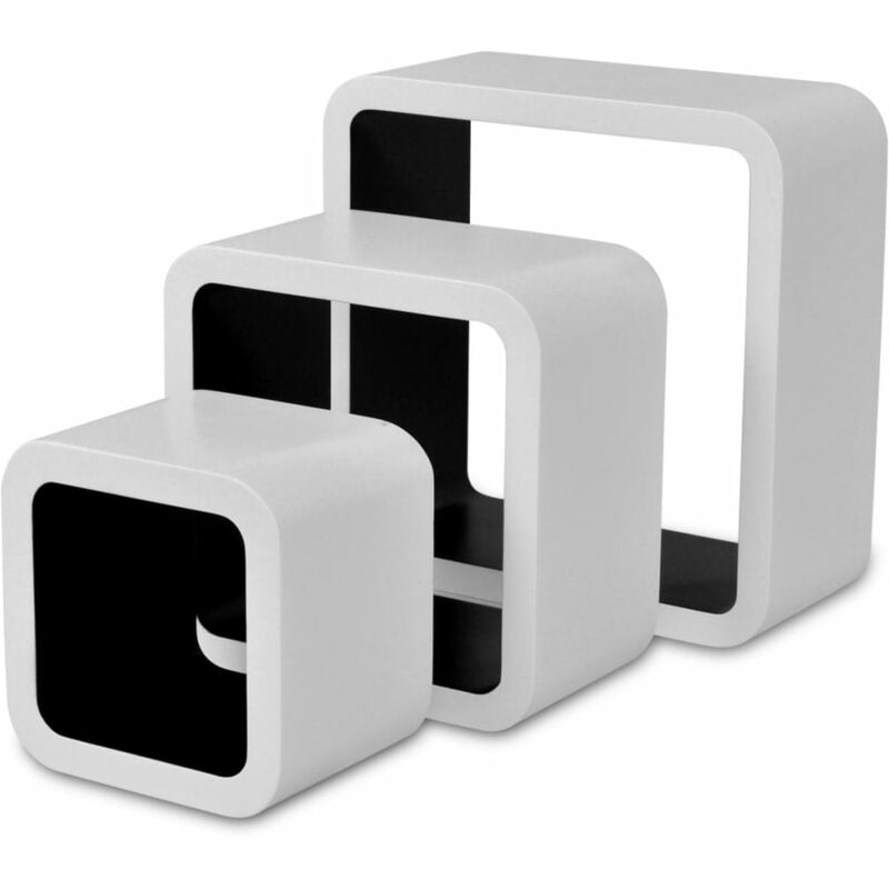 

vidaXL Estanterías de Cubos para Pared 6 Unidades Blanco y Negro - Blanco