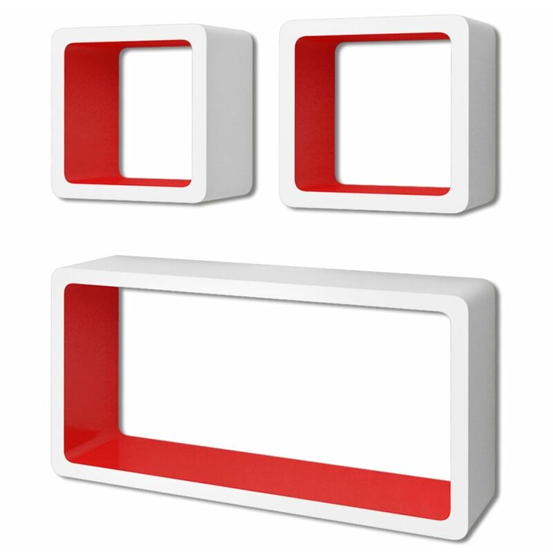

vidaXL Estanterías de Cubos para Pared 6 Unidades Blanco y Rojo - Rojo