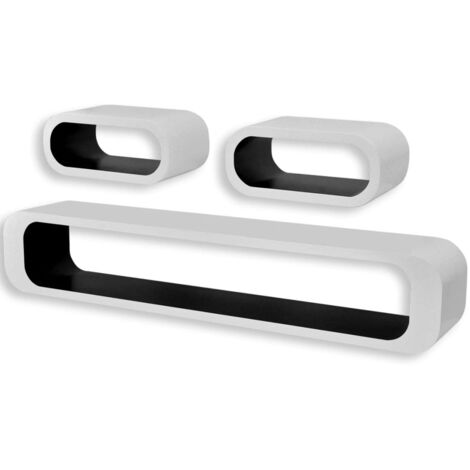 3 estanterías cúbicas de MDF suspendidas para libros/DVD de diferentes colores vidaXL