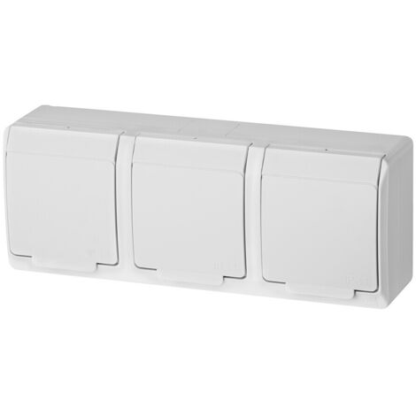3-fach Aufputzsteckdose, IP44, weiß, HERMES