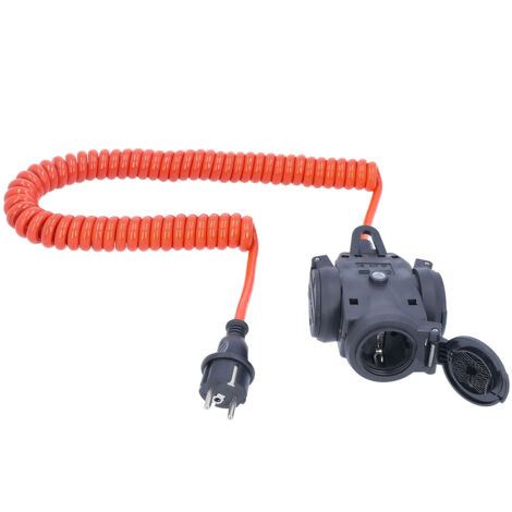 3-fach Spiralverlängerung 5m Stecker Kupplung H07BQ-F 3G1,5 IP44