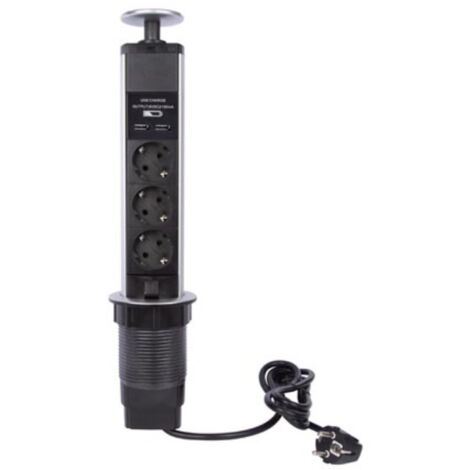 3-FACH-STECKDOSENTURM - VERSENKBAR - 2 x USB - SCHUKO
