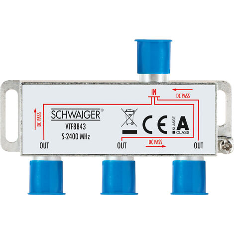 3-fach Verteiler (8 dB) für Kabel-, Antennen- und Satellitenanlagen