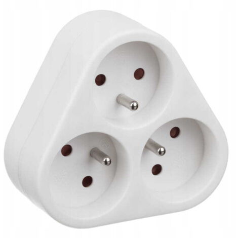 3-fach-Verteiler mit Erdung, Dreieck, 3x2P+Z, weiß