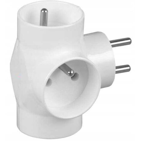3-fach Verteiler mit Erdung Weiß 3x2P+Z