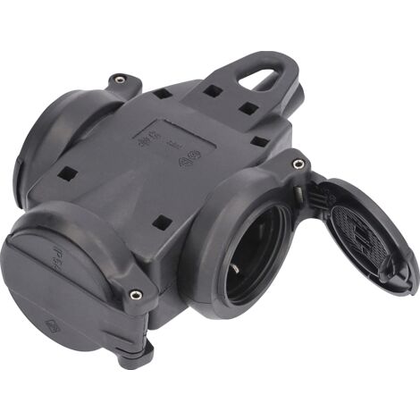 3-fach Verteilersteckdose mit 360° Sicherheitsklappdeckel IP44