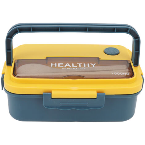 3-Fächer-Bento-Lunchbox (1000 ml), mikrowellengeeignet, für Kinder und Erwachsene, Büro, elegantes Blau