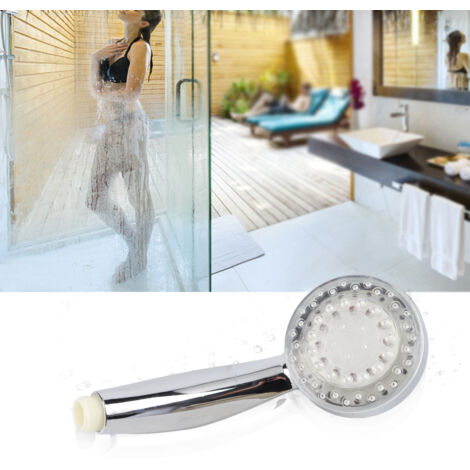 3-farbiger LED-Duschkopf mit Temperatursensor – ABS, galvanisiert, Metall, 78 mm, 215 mm, automatische Lichtsteuerung mit sanfter Wasserfallbeleuchtung