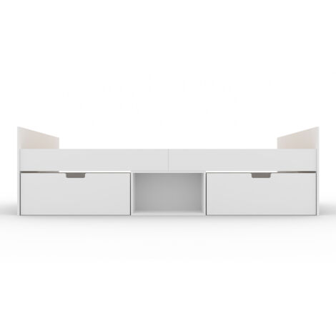 3 Feet Flash Single Cabin Bed with 2 Drawers - L196 x W95 x H50 cm - White - Assembly Required