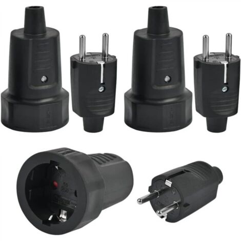3 Fiches Mâle IP44 et 3 Prise Femelle, Fiche Électrique 2 Broches 250V 16A Fiche IP44 Fiche Électrique avec Caoutchouc Prise Electrique Étanche Fiche Mâle et Femelle pour Extérieur, pour Câble 6-10 mm