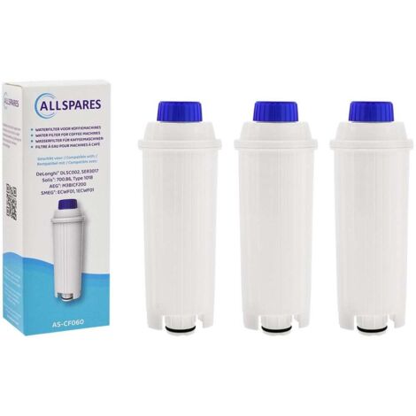 3 filtros de agua AllSpares AS-CF060 para DeLonghi DLSC002 / 5513292811