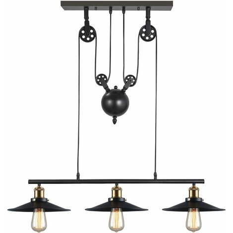 3 Flammig Hängelampe Industrielle Retro Pendelleuchten Riemenscheibe Deckenleuchte für Schlafzimmer