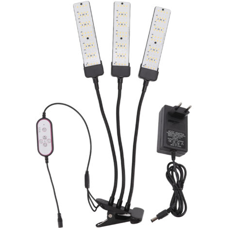 3-flammige LED-Pflanzenlampe mit Clip und Timer, Vollspektrum für Sukkulenten, flexibler Clip, 100–240 V EU-Stecker