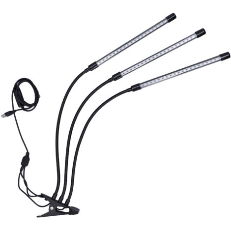 3-flammige USB-LED-Pflanzenlampe, rotes und blaues Licht, einstellbarer Winkel und Timer für Topfpflanzen
