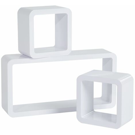 main image of "3 floating shelves high-gloss lacquered Lotta - wall shelf, wall mounted shelf, hanging shelf"