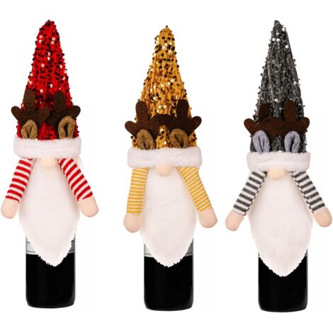 3 FUNDAS PARA BOTELLAS DE VINO NAVIDEÑAS ELFO