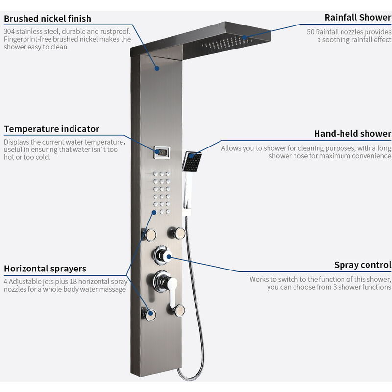 Montaggio Colonna Doccia Idromassaggio.3 Funzioni Colonna Doccia Idromassaggio Pannello Doccia Set Acciaio Inox Colonna Doccetta Sistema Set Doccia Lk818