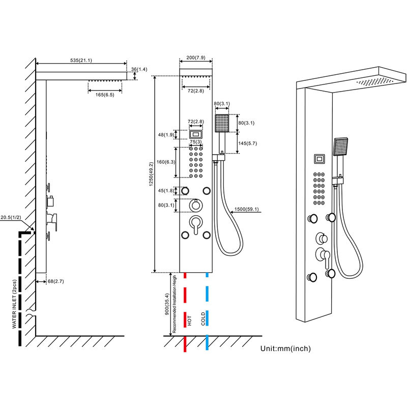 Montaggio Colonna Doccia Idromassaggio.3 Funzioni Colonna Doccia Idromassaggio Pannello Doccia Set Acciaio Inox Colonna Doccetta Sistema Set Doccia Lk818