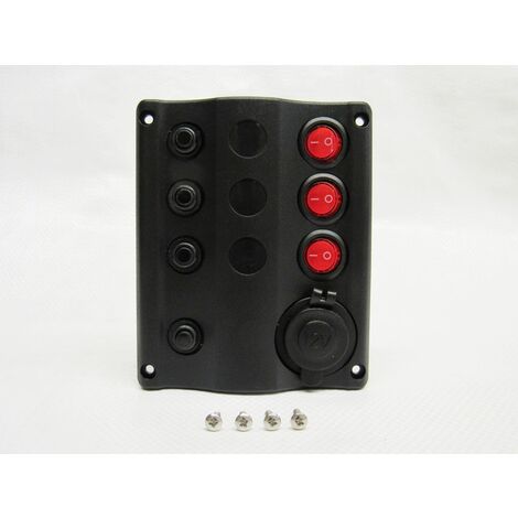 3 Gang Switch Panel 12V (Circuit Breakers & Cigarette Socket Boat Marine)