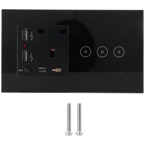 3 Gang WiFi Wall Switch Socket Panel with USB Ports APP Remote Control UK AC 95‑250V