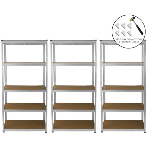 3 Garage Shelving Units 5 Tier Racking Storage Warehouse Bays