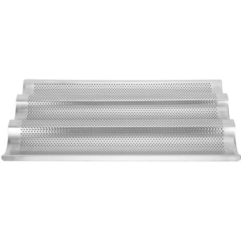 3 Grooves French Bread Baking Mold Baguette Waves Baking Tray Pan Bread Baking Tool Silver