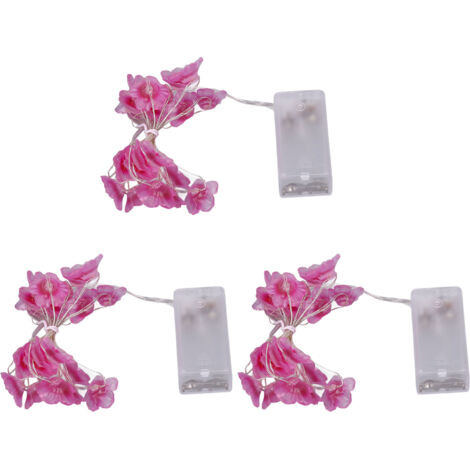 3 Guirlandes Lumineuses LED Fleurs Sakura Alimentées par Piles pour Décoration Intérieure Fête Mariage Rose