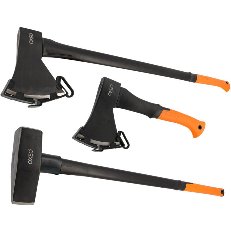 3 Haches acier forgé manche trimatière - Hachette 36cm - Hache 87cm - Merlin 4.6kg Hache de fendage 91cm - Poignée ergonomique