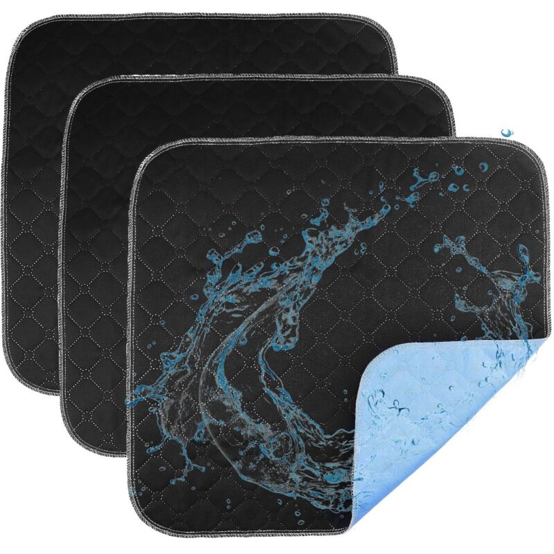 3 housses de siège lavables pour incontinence, alèses lavables 50 x 50 cm, alèses imperméables et très absorbantes pour fauteuil roulant, voiture,