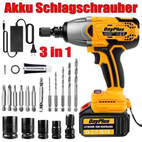 3 in 1 Akku-Schlagbohrschrauber 3000W Akkuschrauber Set in Koffer Mit 1X Akkus