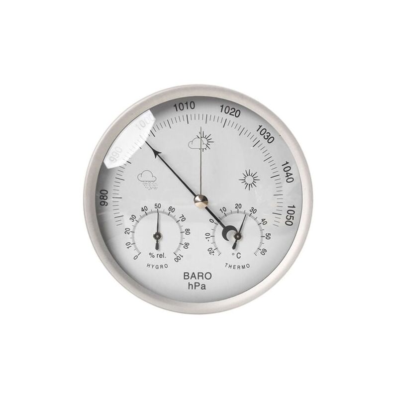 Image of Odipie - 3 in 1 analoge Wetterstation aus Edelstahl Ø132 mm – Barometer, Thermometer, Hygrometer