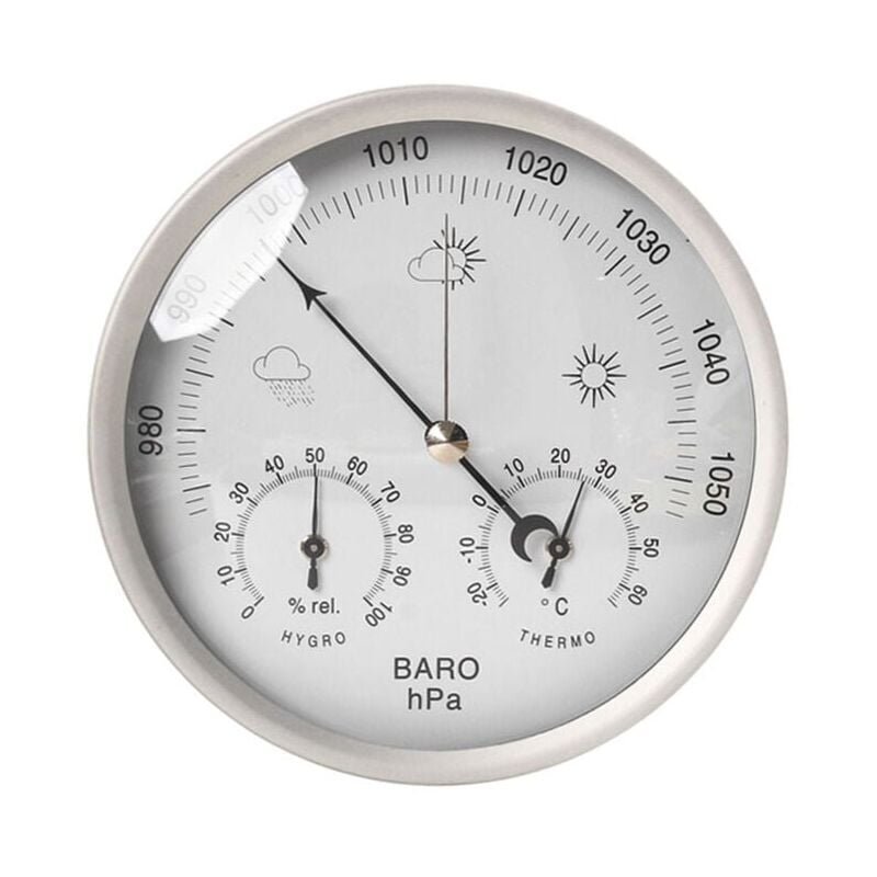 Image of Aiperq - 3 in 1 analoge Wetterstation aus Edelstahl Ø132 mm – Barometer, Thermometer, Hygrometer