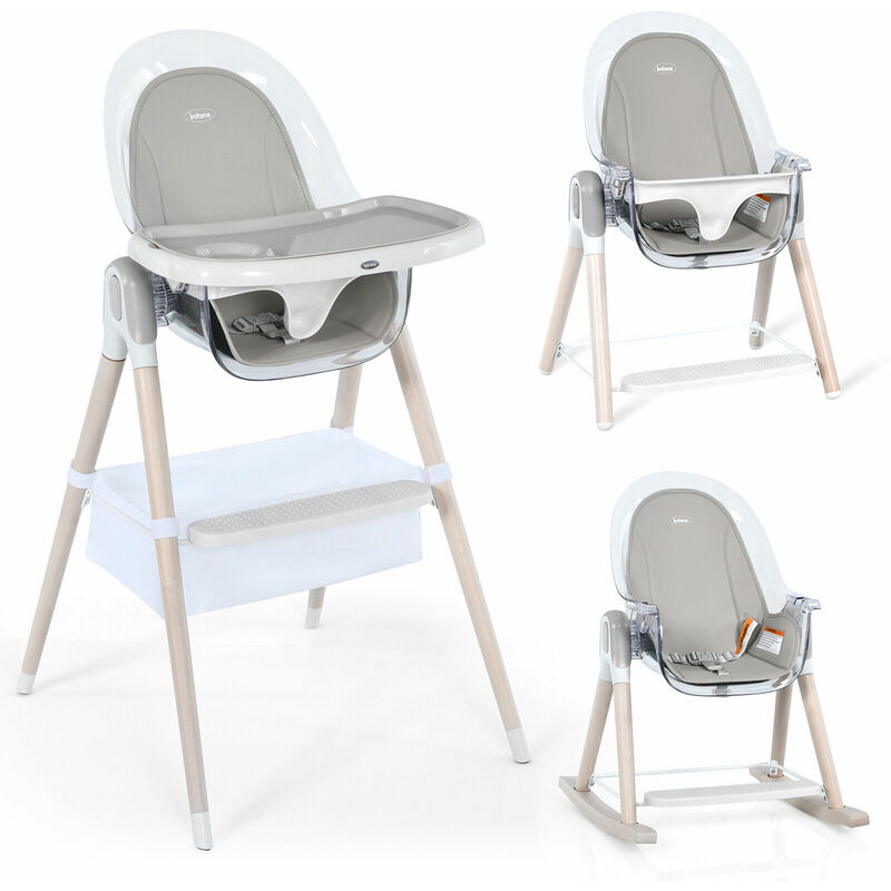 3-in-1 Baby Highchair Adjustable Infant Rocking Chair Booster Seat w/ Storage