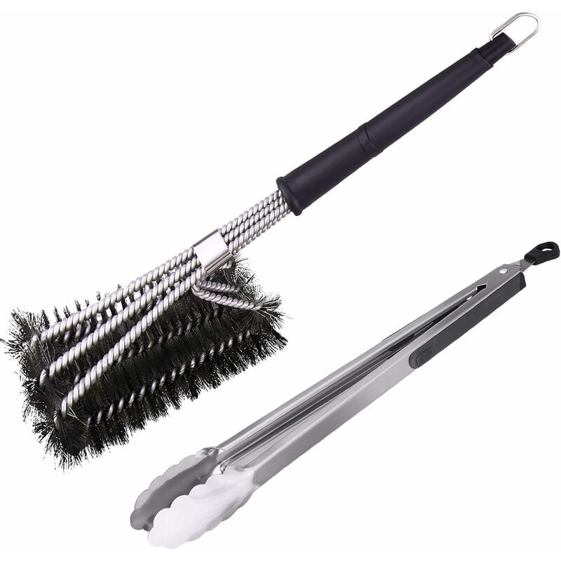 3 in 1 Barbecue Brushes, Very Durable - Stainless Steel Bristles, to Clean quickly & Efficiently all Grills
