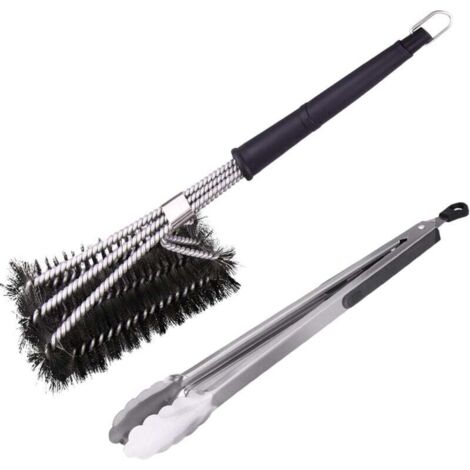 3-in-1 BBQ Brushes, Heavy-Duty Stainless Steel Bristles, for Quickly & Effectively Cleaning All Grills