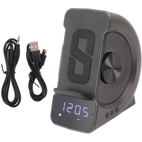 3 in 1 Bluetooth Speaker PC ABS Alarm Clock with Wireless Charging for Bedside 10W Grey