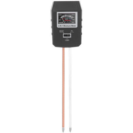 3-in-1-Bodenanalysegerät mit großem Display – Misst pH-Wert, Feuchtigkeit und Licht – Schwarz