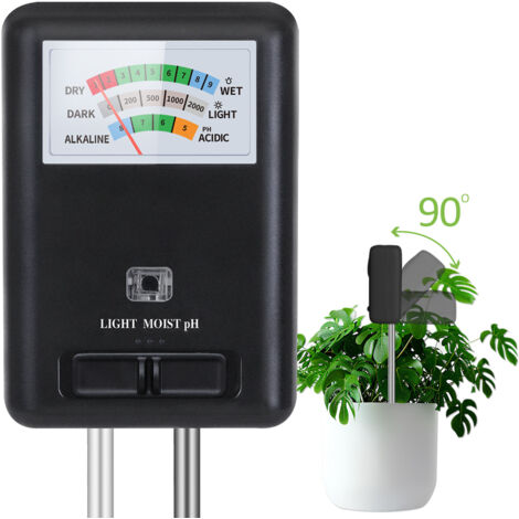 3-in-1 Bodenfeuchtigkeitsmessgerät Licht und pH-Tester für Innen- & Außenbereich Zimmerpflanzen, Garten, Rasen, Bauernhof (keine Batterie erforderlich)