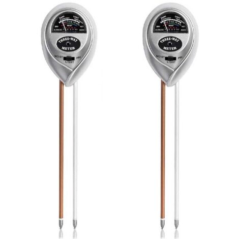 3-in-1-Bodentester, 2-teiliges Feuchtigkeits-/Licht-/pH-Messgerät, Bodentest-Set für Pflanzen und Blumen (keine Batterien erforderlich), Silber