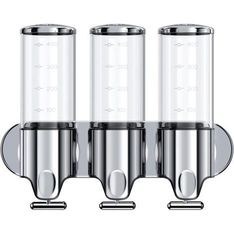 3 in 1 Chamber Wall Mounted BathroomShower Pump Dispenser,Dispensers for The Shower,Shampoo and Conditioner Dispenser,Shower Dispenser 3 Chamber(17.6 oz Triple,Colourless)