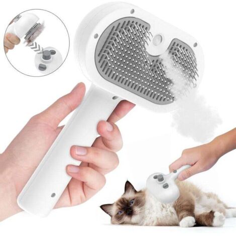 3-in-1 Dampf-Katzenbürste für Hunde und Katzen, wiederaufladbare Katzenbürste mit Wasserreservoir, geeignet für Kurz- und Langhaarkatzen, ideal für Massage und Fellpflege