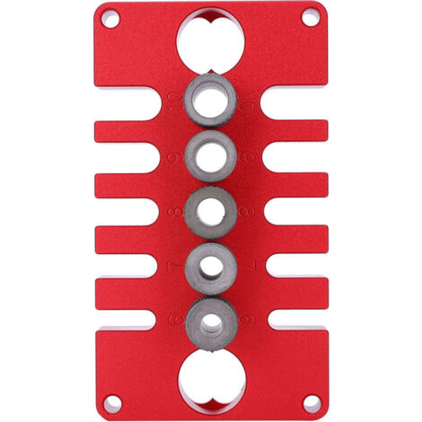 3-in-1-Dübelpositionierungslehre, Bohrwerkzeuge für die Holzbearbeitung, rote Aluminiumlegierungen, 08650, von DEBUNS