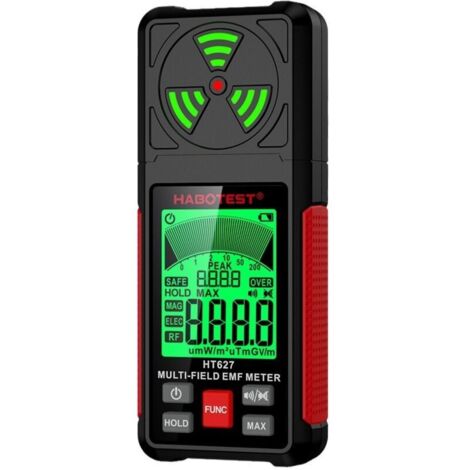 3-in-1-EMF-Detektor und Erdbebenmessgerät, maximaler Speicher, misst elektromagnetische Felder (EF, RF, MF, WLAN), elektromagnetisches Testgerät für Zuhause und draußen – Rot