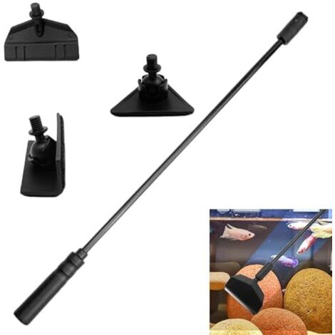 3 in 1 Fish Tank Cleaner Kit, Ensemble D'outils Nettoyage D'aquarium, avec Tige Amovible, Grattoir à Algues, Pinceau à Angle Droit, Réglable Brosse Triangulaire, pour Bacs à Poissons
