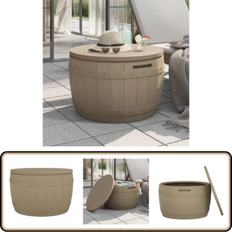 3-in-1 Gartenbox Hellbraun Polypropylen - Gartendekoration - Gartenaufbewahrung - Gartenmöbel - Sitzbank - Outdoor Möbel
