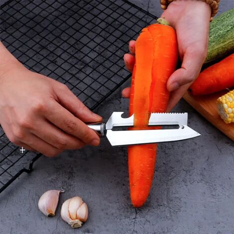 3-in-1-Gemüseschäler aus Edelstahl für Gurken, Karotten, Obst und Kartoffeln Doppelschichtreibe Küchenzubehör und -helfer