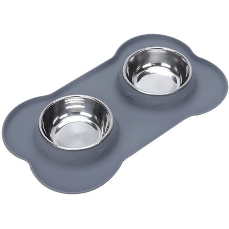3-in-1 Hunde- und Katzenfutternapf, Edelstahl-Hundenapf mit rutschfester Silikonmatte, Edelstahl-Katzenwassernapf, Futternapf, Futter- und Wassernapf (klein)